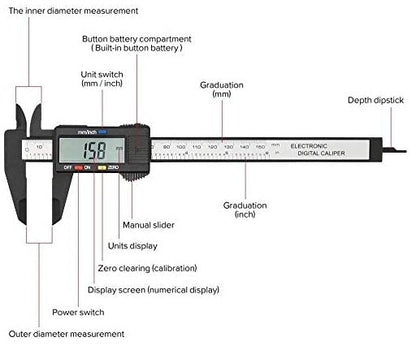 LCD Display Electronic Digital Caliper, Micrometer Gauge Measuring Tool My Store