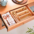 Bamboo Cutlery Drawer Organizer | Bamboo Cutlery Tray With 4 Slots