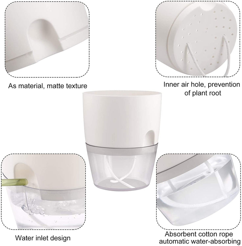 Indoor Plastic Self Watering Flower Pot With Cotton Rope & Container For Water My Store