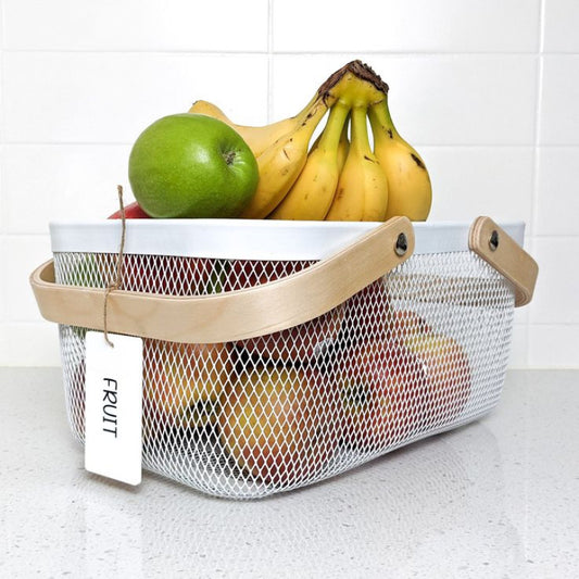 Metal Mesh Basket with Wooden Handle
