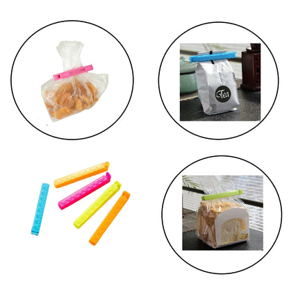 Pack of 5 - Multicolor Reusable Plastic Food Snack Storage Seal Sealing Bag Clips Techmanistan