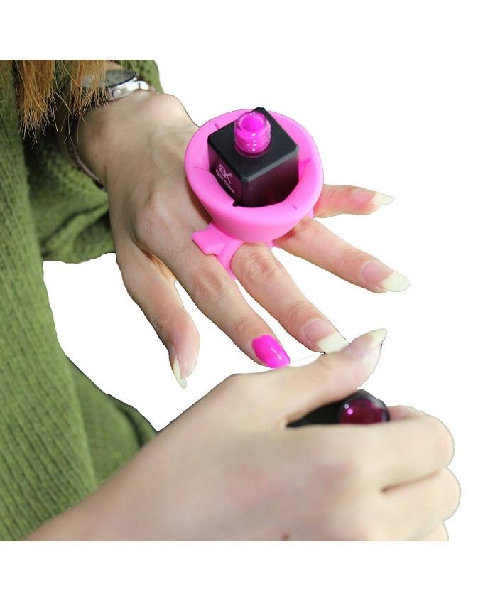 Wearable Soft Silicone Nail Polish Holder - Pink