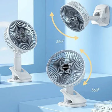 Handheld Clipped Portable 3 Gears Rechargeable Desktop Fan