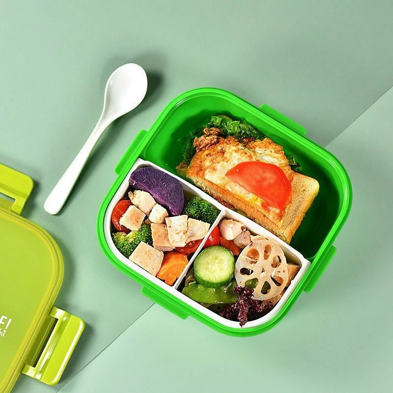 3 Compartments Bento Box With Spoon - Techmanistan