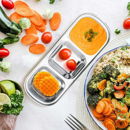 3 Compartments Stainless Steel Plate - Techmanistan in Pakistan