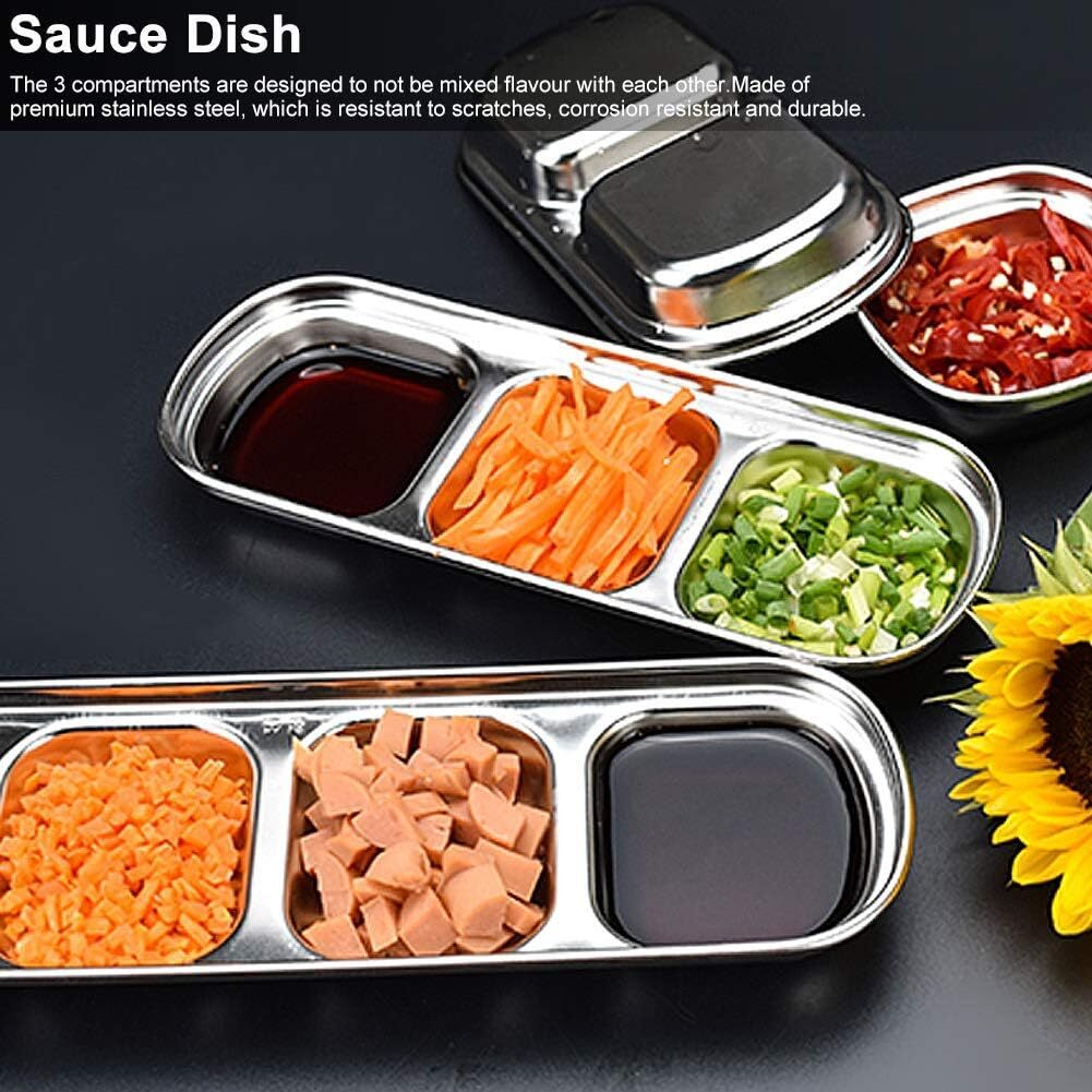 3 Compartments Stainless Steel Plate - Techmanistan in Pakistan