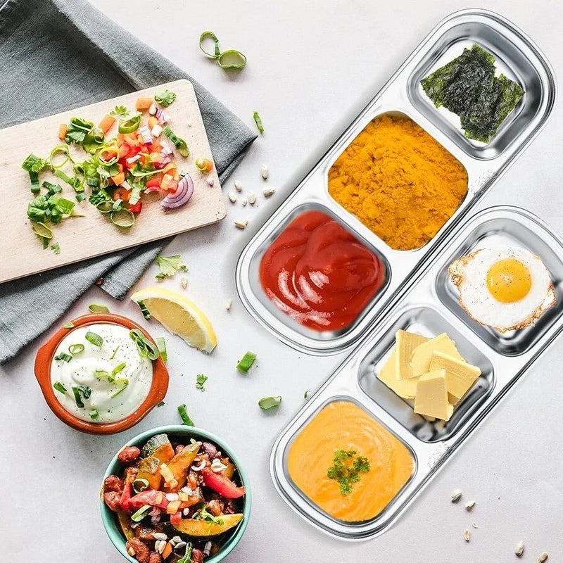 3 Compartments Stainless Steel Plate - Techmanistan in Pakistan