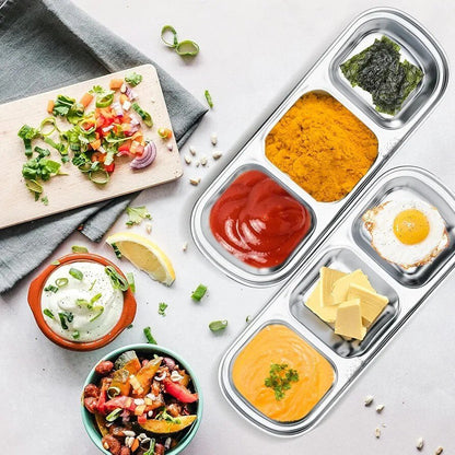 3 Compartments Stainless Steel Plate - Techmanistan in Pakistan
