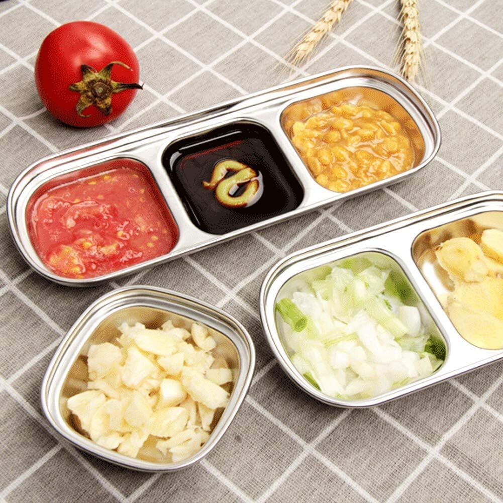 3 Compartments Stainless Steel Plate - Techmanistan in Pakistan