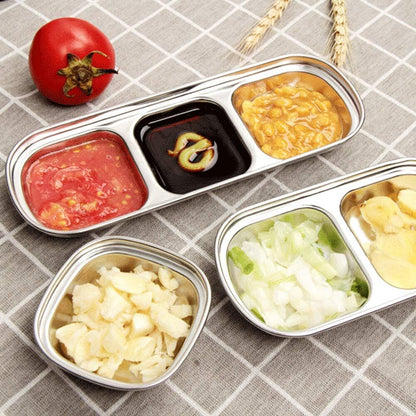 3 Compartments Stainless Steel Plate - Techmanistan in Pakistan