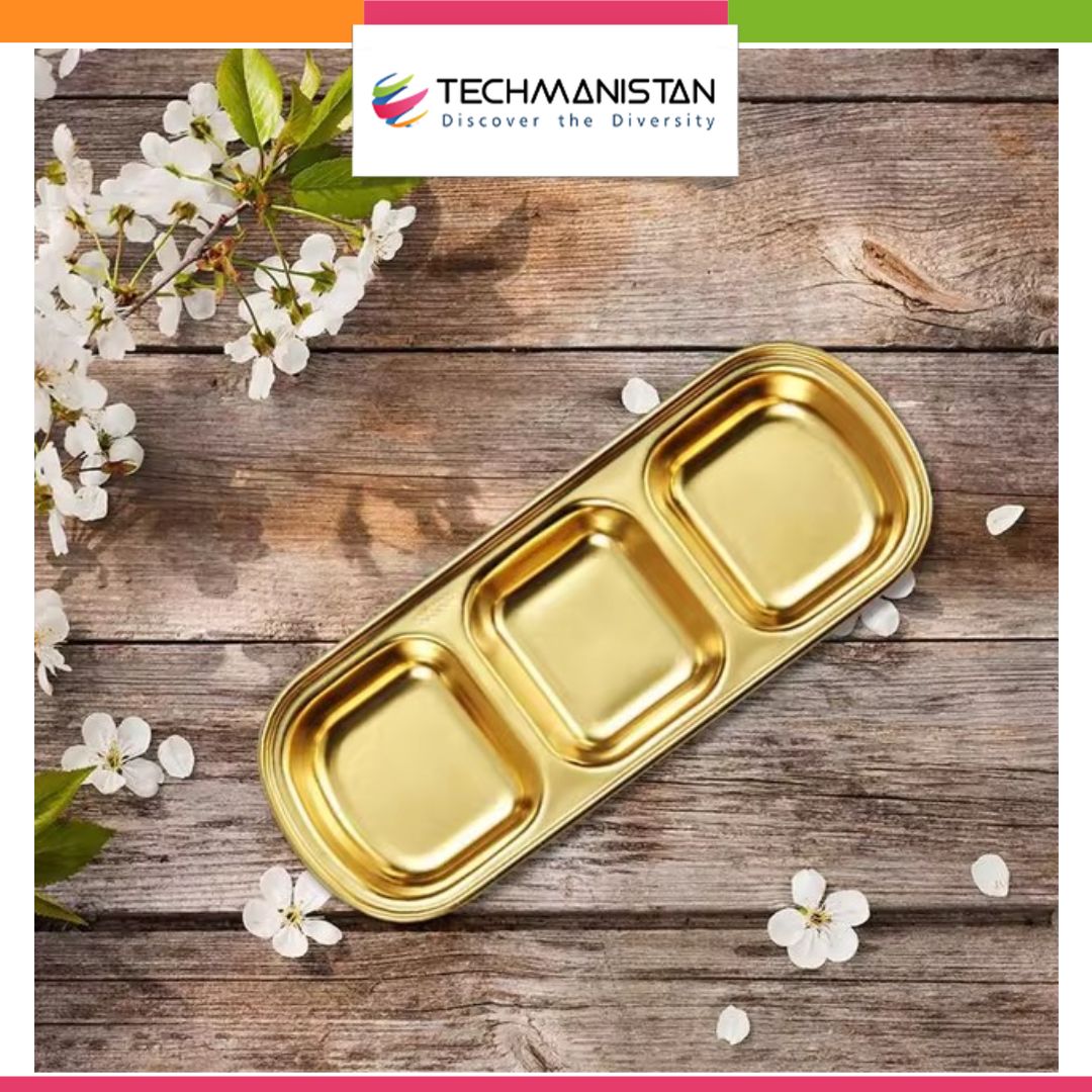 3 Compartments Stainless Steel Plate - Techmanistan in Pakistan