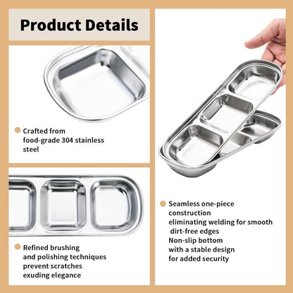 3 Compartments Stainless Steel Plate - Techmanistan in Pakistan