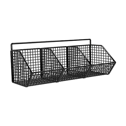 3 Grids Wall Mounted Metal Wire Storage Basket - Techmanistan in Pakistan