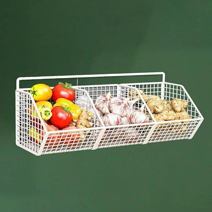 3 Grids Wall Mounted Metal Wire Storage Basket - Techmanistan in Pakistan