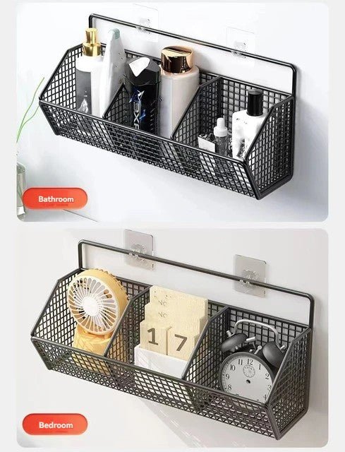 3 Grids Wall Mounted Metal Wire Storage Basket - Techmanistan in Pakistan