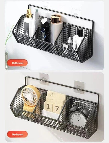 3 Grids Wall Mounted Metal Wire Storage Basket - Techmanistan in Pakistan