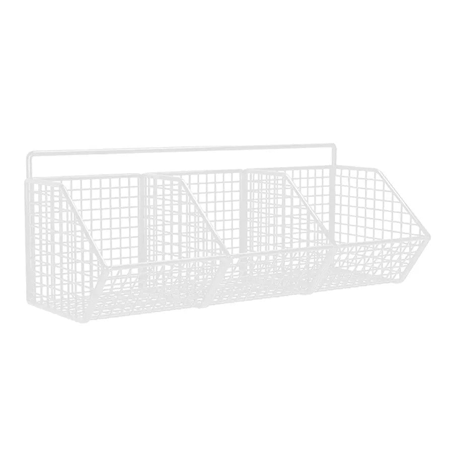 3 Grids Wall Mounted Metal Wire Storage Basket - Techmanistan in Pakistan