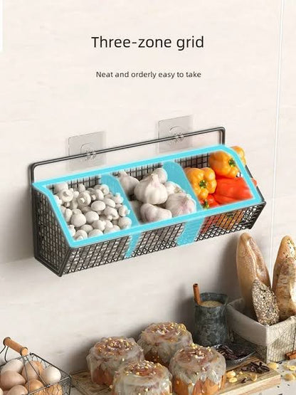 3 Grids Wall Mounted Metal Wire Storage Basket - Techmanistan in Pakistan