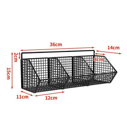 3 Grids Wall Mounted Metal Wire Storage Basket - Techmanistan in Pakistan