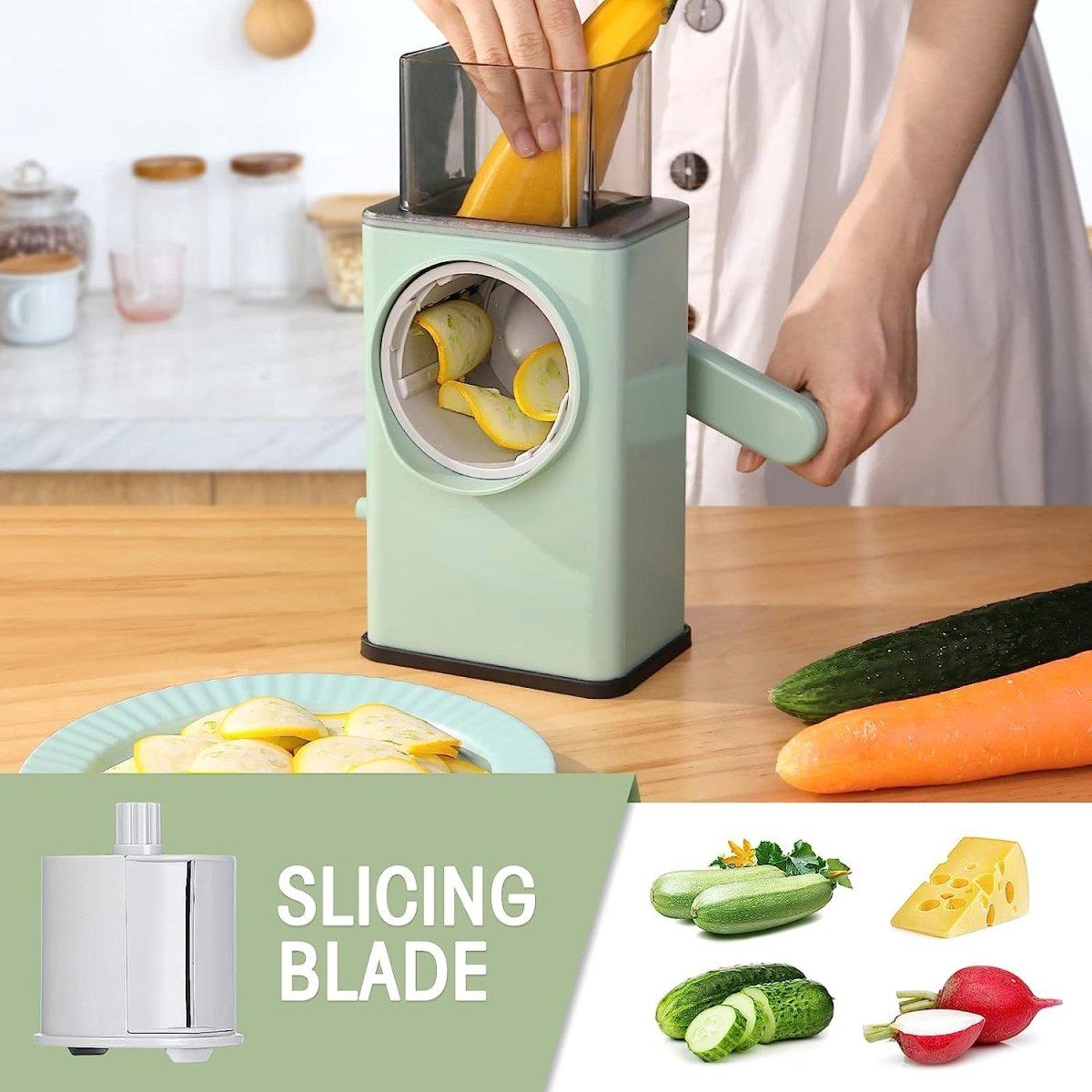 3 - in - 1 Rotating Vegetables Cutter Chopper - Techmanistan in Pakistan