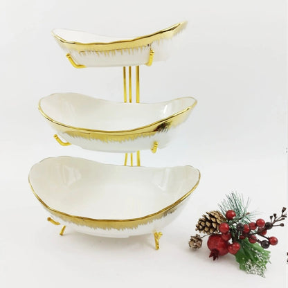 3 Layers Ceramic Bowls with Steel Stand - Techmanistan in Pakistan