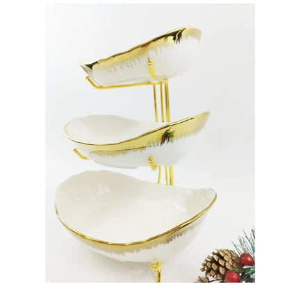3 Layers Ceramic Bowls with Steel Stand - Techmanistan in Pakistan