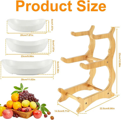3 Layers Ceramic Bowls with Wooden Stand - Techmanistan in Pakistan