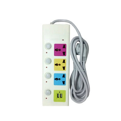 3 Sockets + 2 USB Ports Charging Extension - Techmanistan in Pakistan