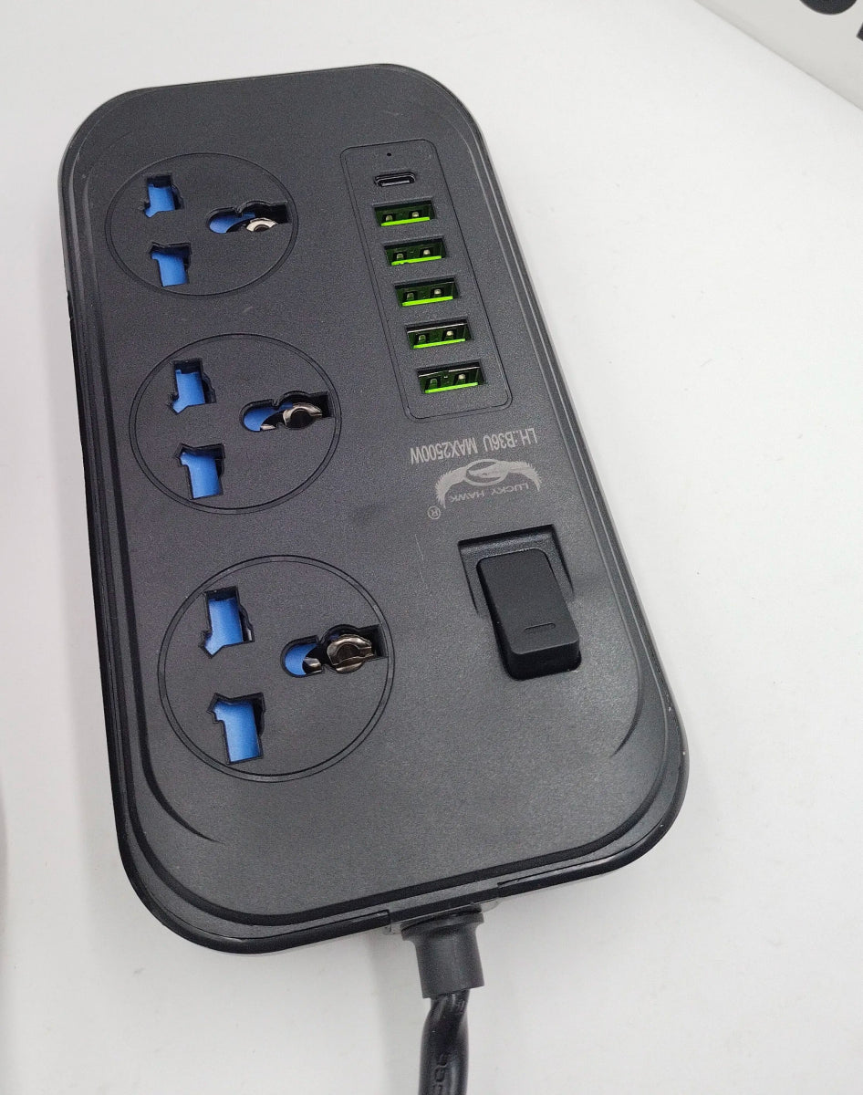 3 Sockets & 6 USB Extension Cord - Techmanistan in Pakistan