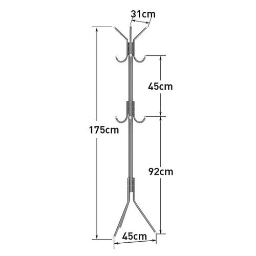 3 Tier 9 Hooks Coat & Hat Rack Hanging Stand - Techmanistan in Pakistan