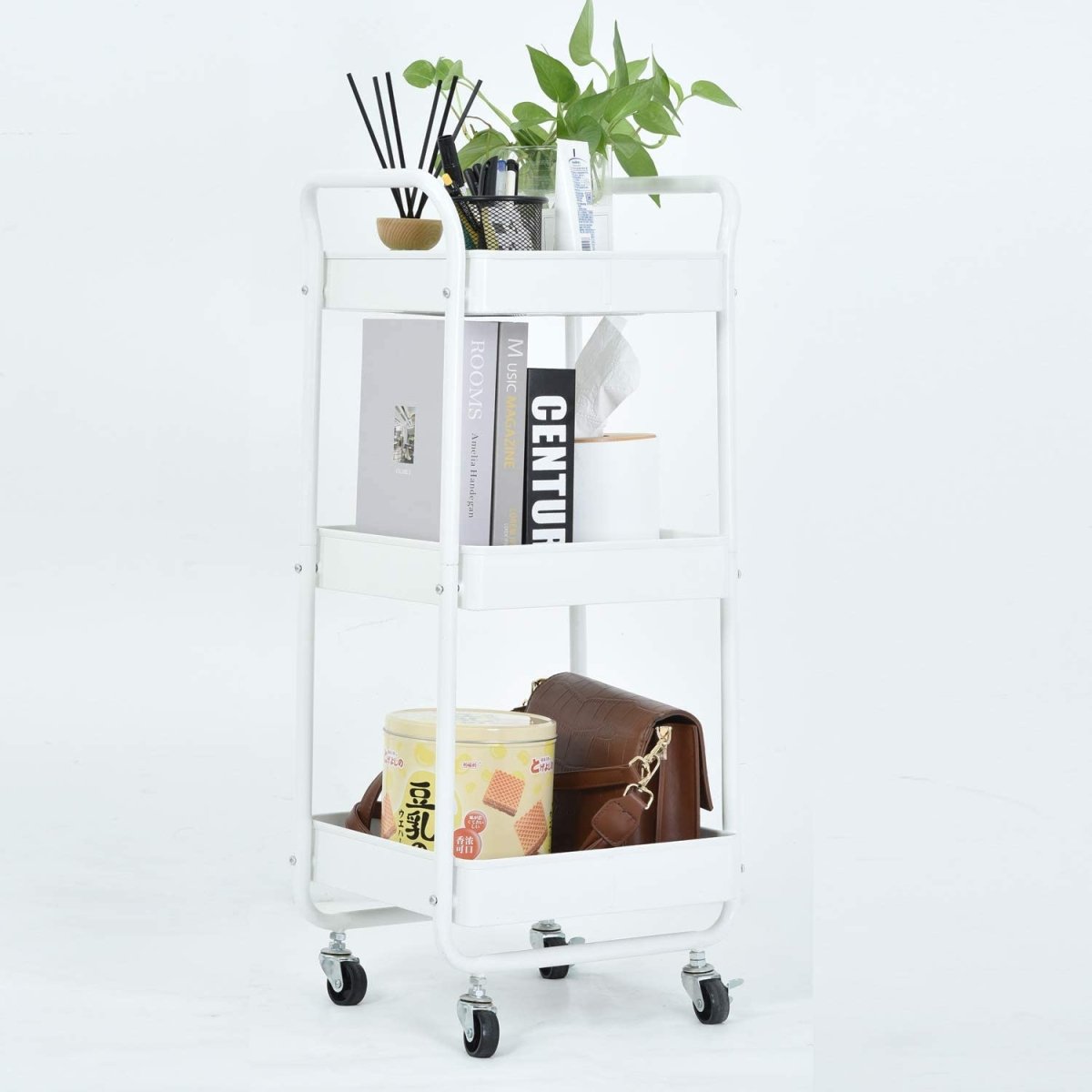 3 - Tier Wheeled Multipurposed Vegetables & Fruits Kitchen Cart Trolley - Techmanistan in Pakistan