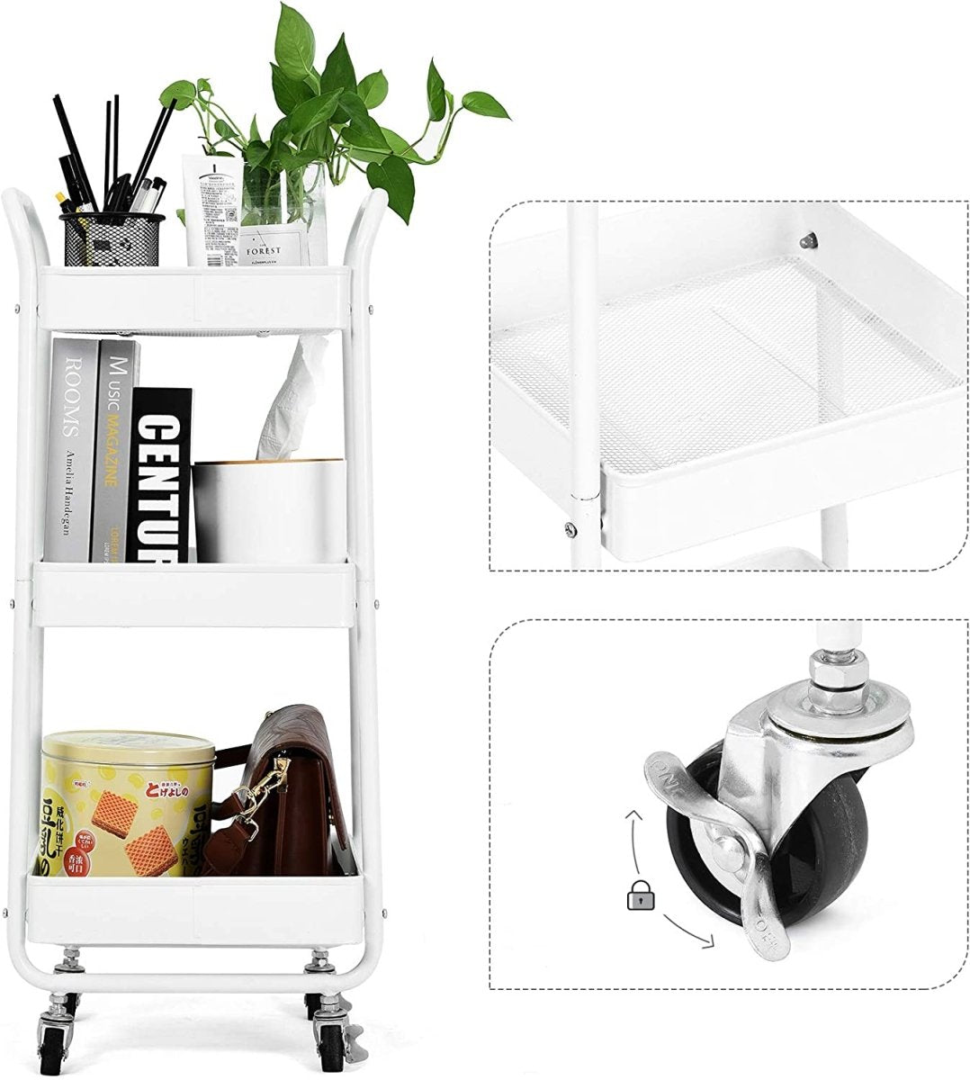 3 - Tier Wheeled Multipurposed Vegetables & Fruits Kitchen Cart Trolley - Techmanistan in Pakistan