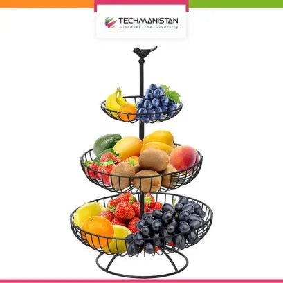 3 Tier Wire Round Fruits Basket - Techmanistan in Pakistan