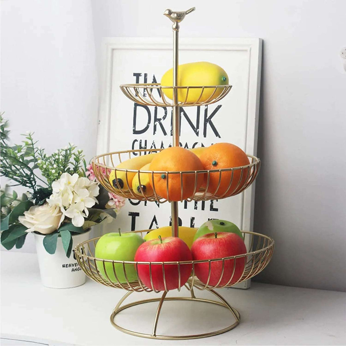 3 Tier Wire Round Fruits Basket - Techmanistan in Pakistan