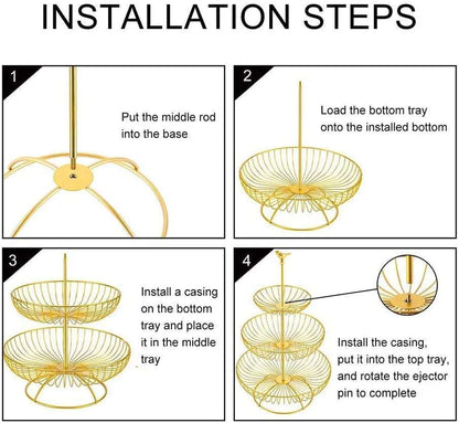 3 Tier Wire Round Fruits Basket - Techmanistan in Pakistan