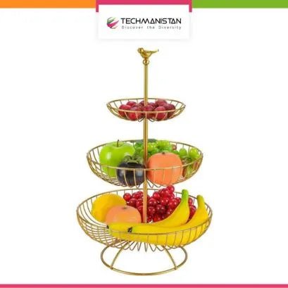 3 Tier Wire Round Fruits Basket - Techmanistan in Pakistan