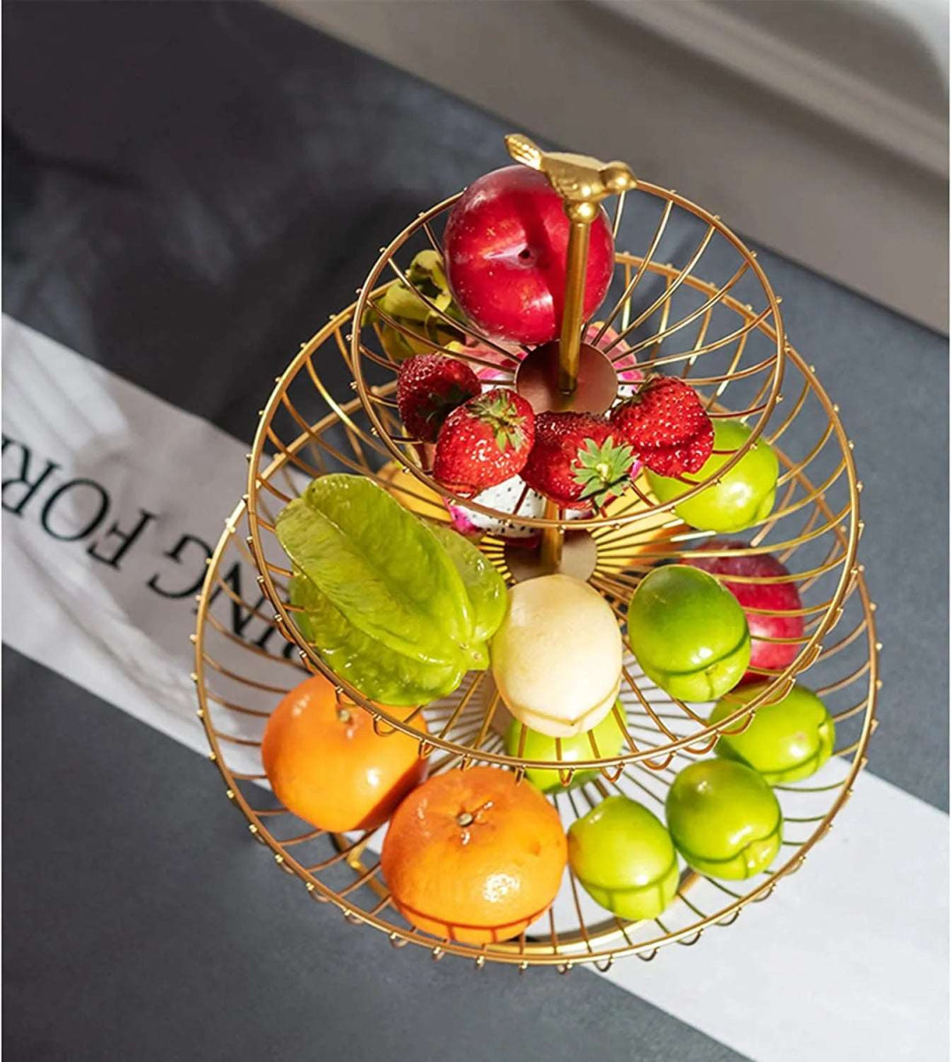3 Tier Wire Round Fruits Basket - Techmanistan in Pakistan