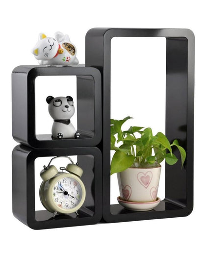 Set of 3 - Rectangular Wall Mount Shelves - Black My Store