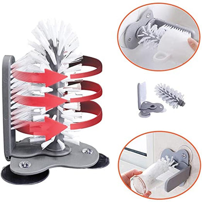 Wall Lazy Glass Washer Double Sided Bristle Brush Bottle Cleaning With Suction Cups - 17.5 x 14 cm My Store