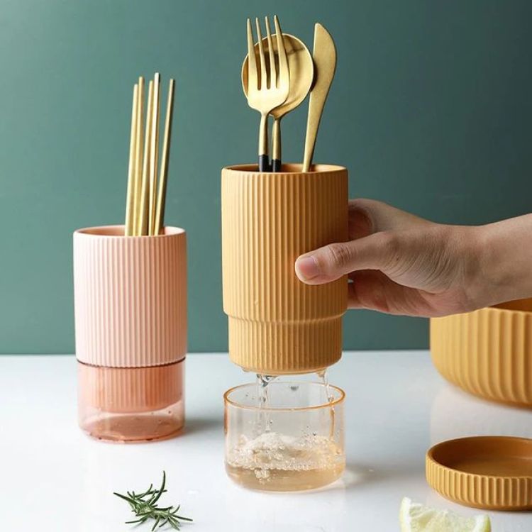 Self Draining Ceramic Chopsticks Cutlery Holder Techmanistan