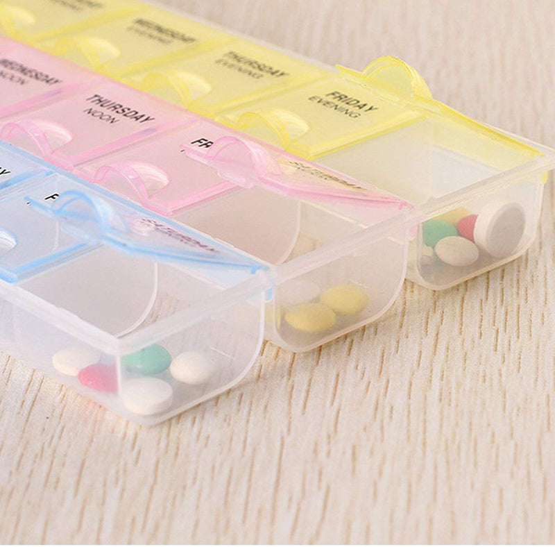 Weekly 7 Days Portable Pill Tablet Medicine Storage Organizer Box Manager, 21 Grids Morning, Noon & Night Weekly Planner For Medicine, Pill Box My Store