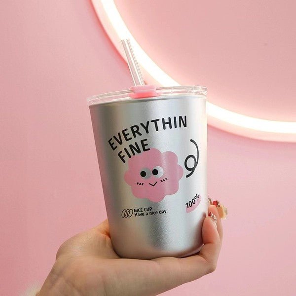 350ml Glass Tumbler with Lid, Coffee Cup - Techmanistan in Pakistan