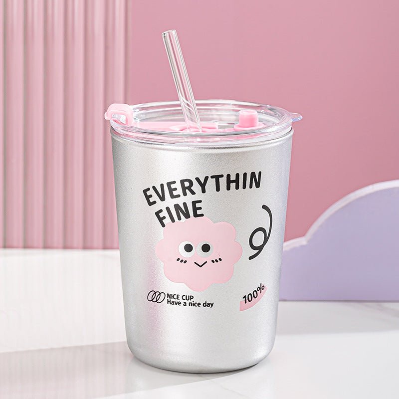 350ml Glass Tumbler with Lid, Coffee Cup - Techmanistan in Pakistan