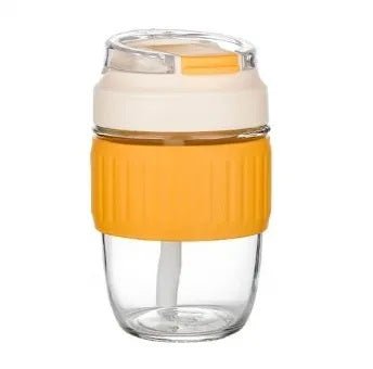 350ml Glass Tumbler with Straw & Leather Sleeve - Techmanistan in Pakistan
