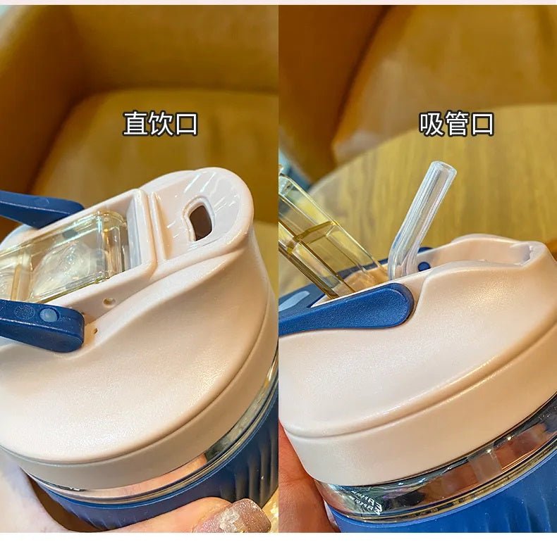 350ml Glass Tumbler with Straw & Leather Sleeve - Techmanistan in Pakistan