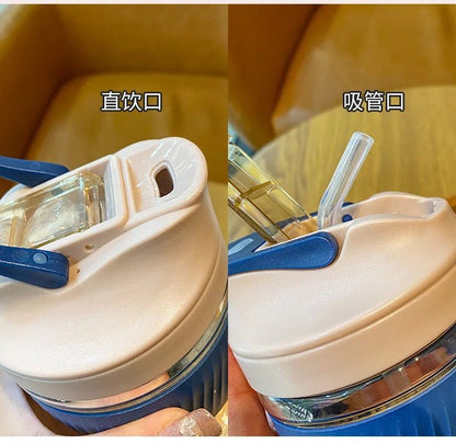 350ml Glass Tumbler with Straw & Leather Sleeve - Techmanistan in Pakistan