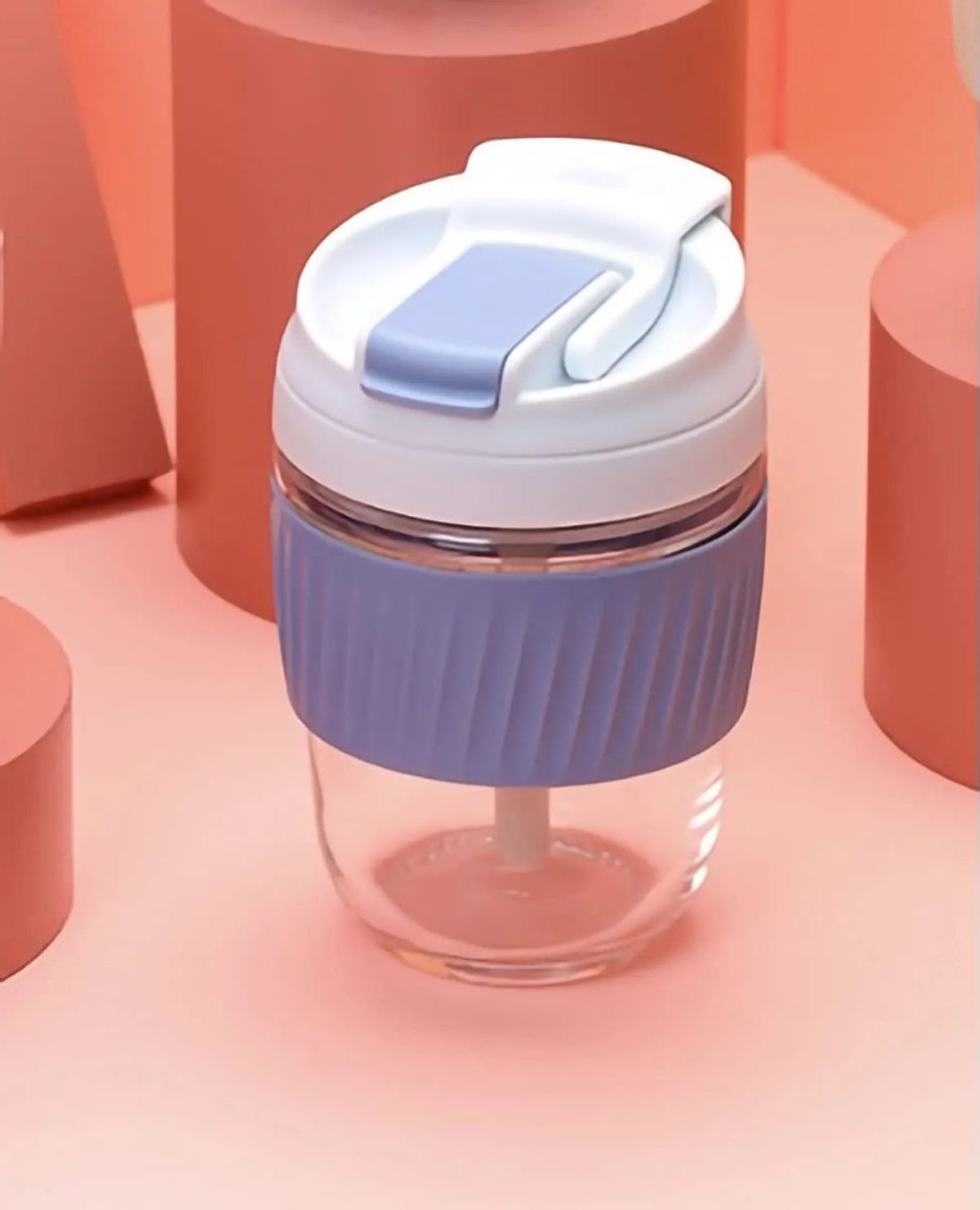 350ml Glass Tumbler with Straw & Leather Sleeve - Techmanistan in Pakistan