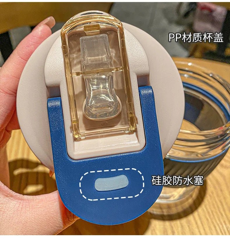 350ml Glass Tumbler with Straw & Leather Sleeve - Techmanistan in Pakistan