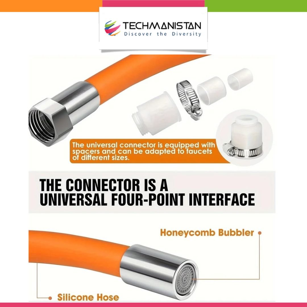 360° Flexible Extension Adjustable Faucet Sprayer - Techmanistan in Pakistan