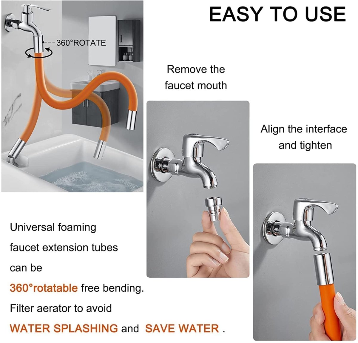 360° Flexible Extension Adjustable Faucet Sprayer - Techmanistan in Pakistan
